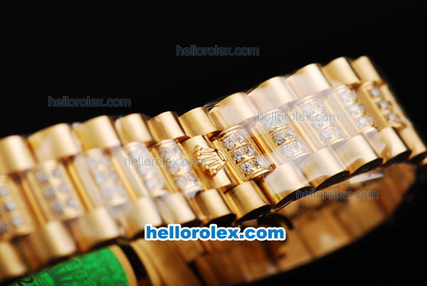 Rolex Day-Date Automatic Full Gold with Diamond Bezel and Diamond Dial - Click Image to Close